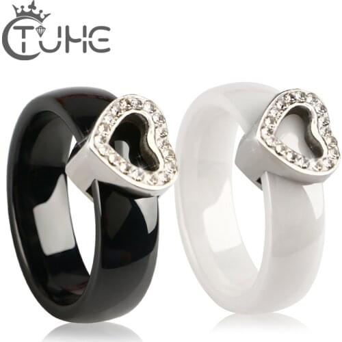 2018 Trendy Love Rings Show Elegant Temperament Jewelry Women Girls Men White CZ Crystal Lovely Heart Wedding Ring Size 6 7 8 9