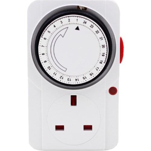 24-Hour Segmented Timer Switch-Energy-Saving Plug Timer Socket Kit-with Programmable Time Controller 3-Pin Plug UK Plug