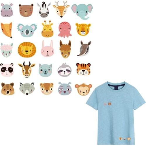 25pcs/Sheet Animals Iron On Shoes Mask Stickers Patches Vinyl Diy A-Level Washable Hoodies Tops Thermal Press Ironing Stickers