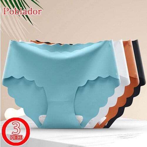 3Pcs/lot Hot Sexy Womens Silk Sport Panties Underwear Seamless Solid Briefs Low Rise Female Ruffles Panty Comfort Lady Lingerie