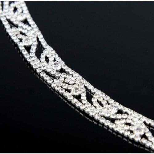 5Yards Clear Glass Crystal Rhinestone Chain Trims For Sew-on Garment Clothing Dress Bag DIY Crafts Accessory Free Shipping