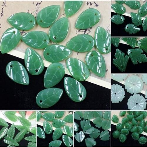 50 Pieces/Lot Imitation Jade Tree Leaf Charms Earring Necklace Hair Accessories Glass Pendant DIY Jewelry Findings