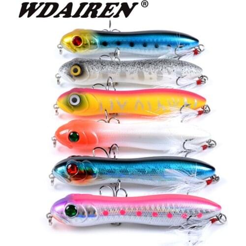 6pcs pencil lure set Wobblers Minnow 100mm 16g Artificial Hard Bait With Feather Hook Crankbait iscas Bass Fishing Tackle