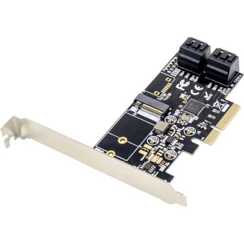 Add On Card Conversion PCIE X4 M.2 Key B NVMe SSD CHIP JMicron JMB585 SATA 6Gbps NGFF PCI-E 4X Riser Expansion Card Adapter