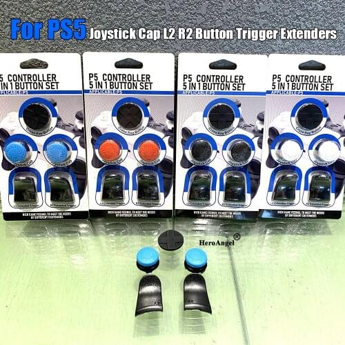 5IN1 Analog Thumb Grip Stick Joystick Caps Thumb Stick Grip Cap Joystick Cover L2 R2 Button Trigger Extenders For PS5 Gamepad