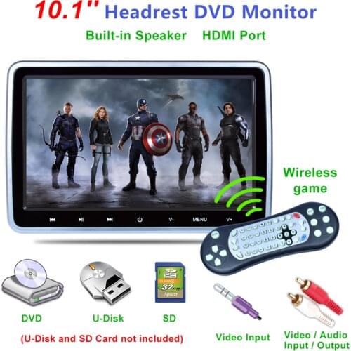10.1 Inch TFT LCD Screen Car Headrest Monitor Car Seat Headrest Auto Multimedia Audio Video DVD Player Support