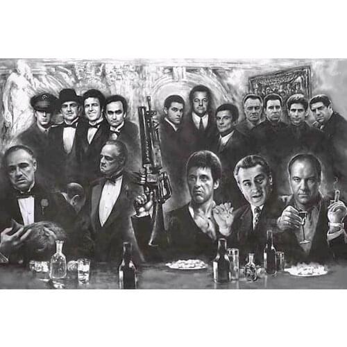 GANGSTER COLLAGE MAFIA TV MOVIE Silk Cloth Poster Art Bedroom Decoration