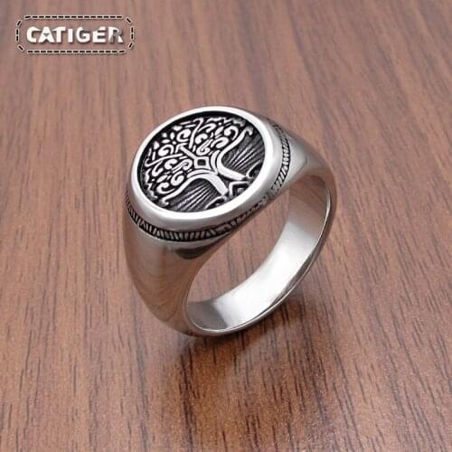 Free Shipping Punk 316L Stainless Steel Tree of Life Signet Ring Classic Viking Amulet Rings Nordic Jewelry