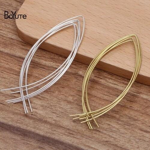 BoYuTe (100 Pieces/Lot) 60MM Metal Brass Fish Shaped Ear Wire Hooks Diy Handmade Earring Accessories