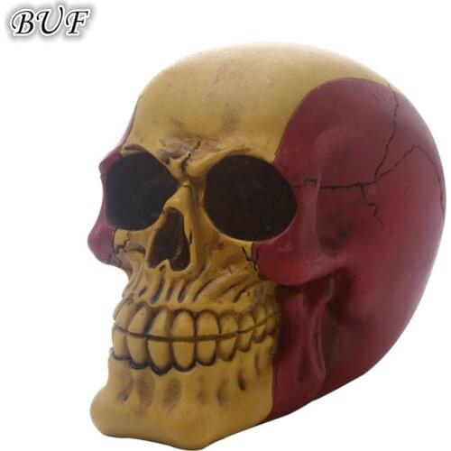 BUF Resin Personality Skull Head Crafts Ornaments Creative Home Decoration Skull Sculpture Body Art Statue
