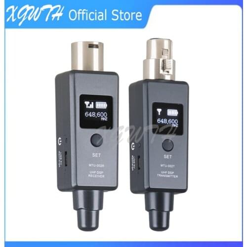 UHF Digital Microphone Wireless Transmitter Receiver System XLR Connection Built-in Rechargeable Battery for Dynamic Microphone