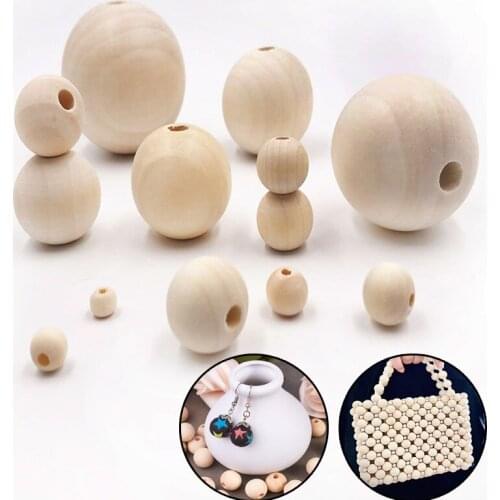 DIY 6-30mm Round Natural Wood Beads Spacer Wooden Pearl Lead-Free Balls Charms For Jewelry Making Handmade Accessories10-500pcs
