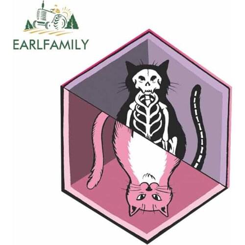 EARLFAMILY 13cm x 10.4cm for Cat and Skull Car Bumper Window Stickers 3D Funny Car Sticker Fashion Occlusion Scratch Anime Decal