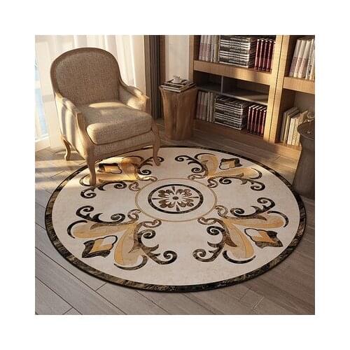 American Marble Style Carpet Chair Piano Bedroom Living Room Decoration Non-Slip Circular Floor Mat