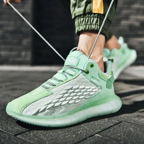 Big Size Summer Breathable Mens Sneakers Mens Running Shoes Sport Boys Sneakers for Sports Green Footwear Athletic Tennis E-808