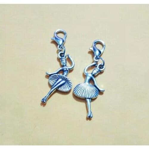 Fashion Dancing Angel Ballerina Girl Dangle Bead Charm Lobster Clasp Fit Charm bracelets Key Chain Purse