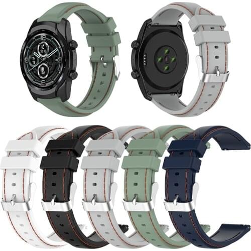 Soft Sport Watchband 22mm Silicone Band for Ticwatch Pro 3/Ticwatch Pro 3 LTE Watch Band Exterior Decoration Parts