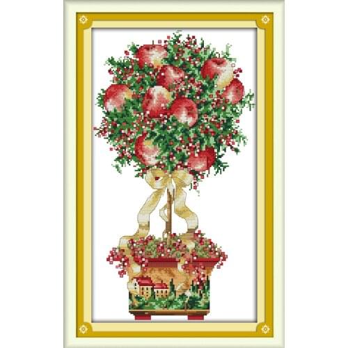Apple cross stitch kit aida 14ct 11ct count printed canvas stitches embroidery DIY handmade needlework