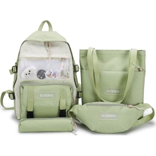 4 piece set Schoolbags For Teenage Girls Cute Print Women Backpack High Quality School Backpack Female Shoulder Bags 50