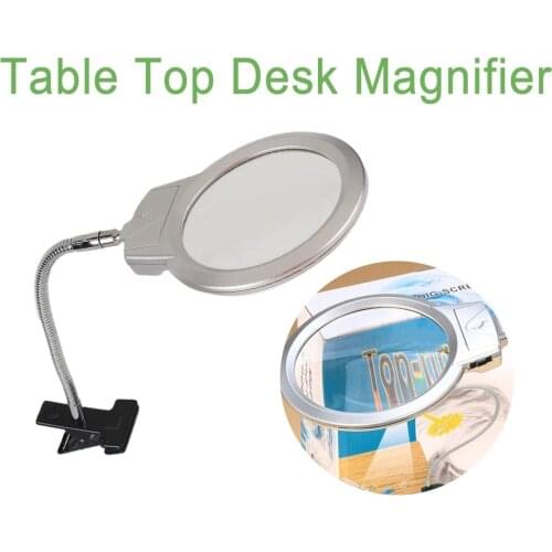 Clip On Desktop Illuminated Magnifier Magnifying Glass Reading Loupe Metal Hose LED Lighted Lamp Top Desk Magnifier With Clamp
