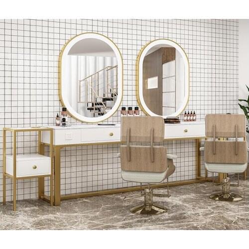Hair salon, hair salon, mirror table, barber shop, mirror table, double-sided mirror studio, beauty and makeup table