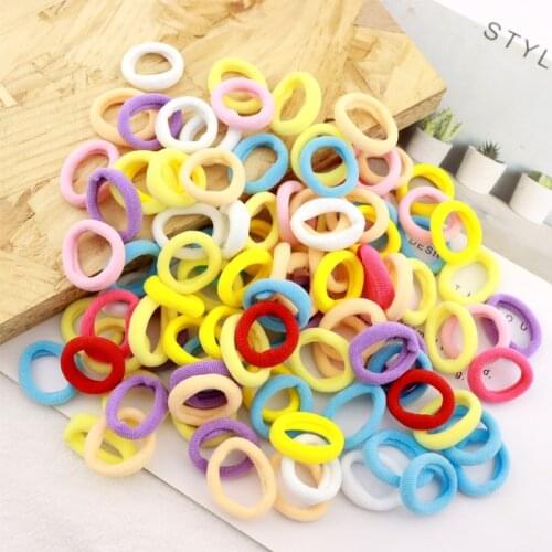 50/100pcs Girls Children Elastic Hair Bands Solid Color Small Srunchies Rubber Bands Candy Nylon Hair Ties Kids Hair Accessories