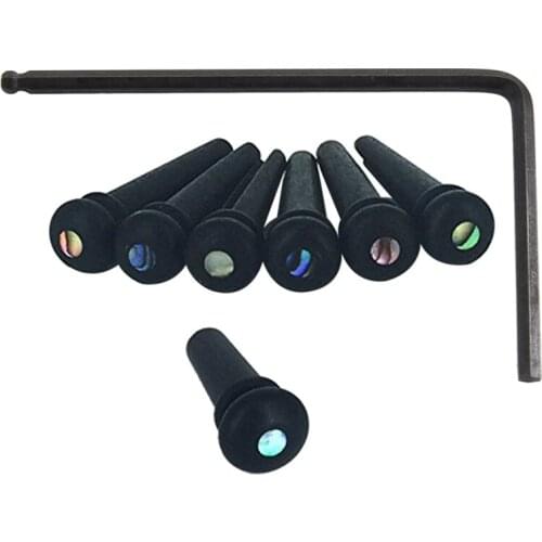 Ebony Guitar Bridge Pins,Ebony End Pin with Guitar Truss Rod Adjustment Long Wrench