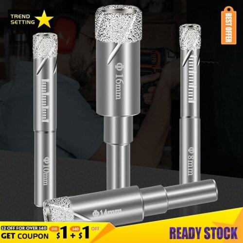 No Need Add Water Durable Diamond Coated Core Drill Bit Dry Drilling Hole Saw For Glass Marble Granite Quartz Porcelain Ceramics