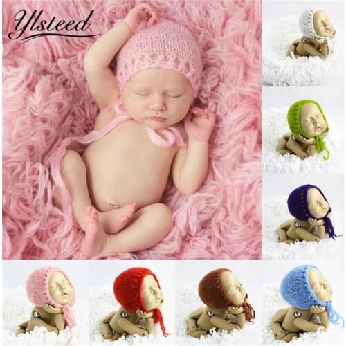 New Baby Mohair Hat Newborn Photography Hats Accessories Crochet Baby Boy Girl Caps Knitted Infant Beanies Baby Photo Props