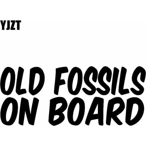 YJZT 11CM*4.5CM VINYL FUNNY CAR STICKER DECAL OLD FOSSILS ON BOARD Black Silver C10-00681
