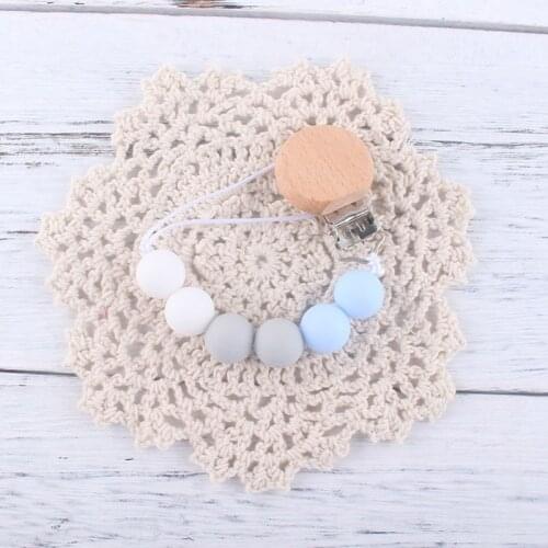 Baby Pacifier Clip Colorful Silicone Beads Infant Teether DIY Dummy Holder Chain F3ME