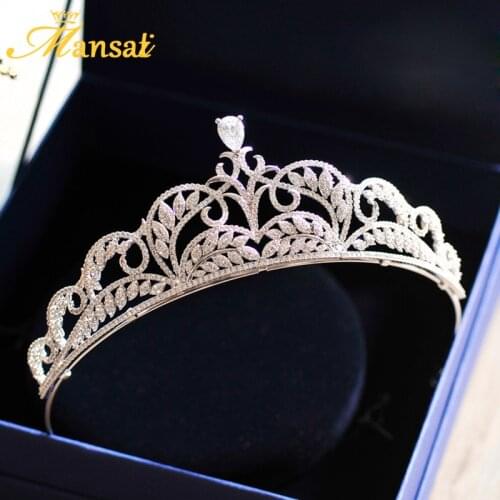 Vintage Royal Cubic Zirconia Bridal Crowns AAA+ Zircon Wedding Tiaras Women Crystal Crown Bride Hair Jewelry Accessories CR020
