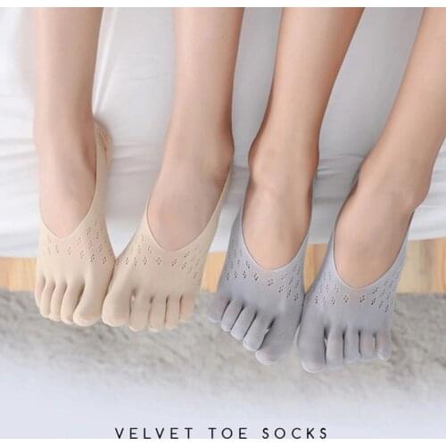 Womens Summer Five-finger Socks Women Ultrathin Socks Funny Toe Invisible Sokken With Silicone Non-slip Breathable Anti-frictio