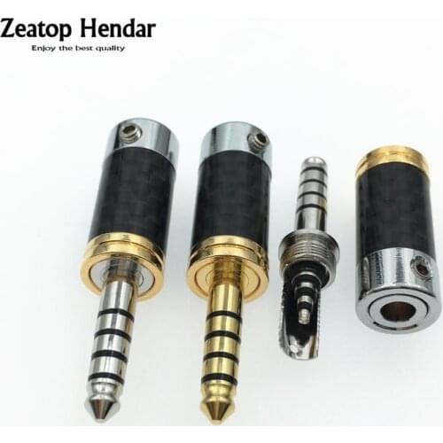 1Pcs 4.4mm 5Pole Balanced Stereo Adapter Carbon Fiber Audio Jack Gold / Rhodium Plated Earphone Plug Wire Connector for NW-WM1ZA