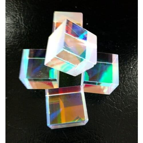 10PCS Defective Optical Glass Prism Dichroic X Cube Combiner Splitter Prism 22*23MM for Jewelry DIY Physics Teaching