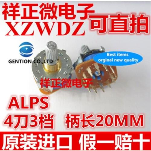 2pcs 100% orginal new ALPS Rotating band switch 4-pole 3-gear power amplifier signal switch Bing 20mm SRRM433700