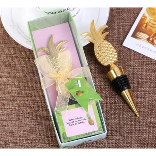 100pcs Pineapple Wine Stopper in Gift Boxes Champagne Wine Bottle Stopper Vacuum Sealed Bridal Wedding Wine Pourer Gift SN2542
