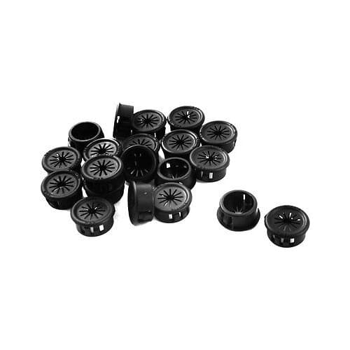 19mm Black Plastic Cable Hose Snap Lock Bushing Protector Harness 20Pcs