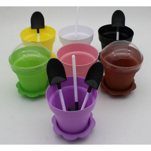 200pcs Potted Plant Cake Cup Originality Flowerpot Mousse Ice Cream Cups with Cover Shovel Pot Cakes