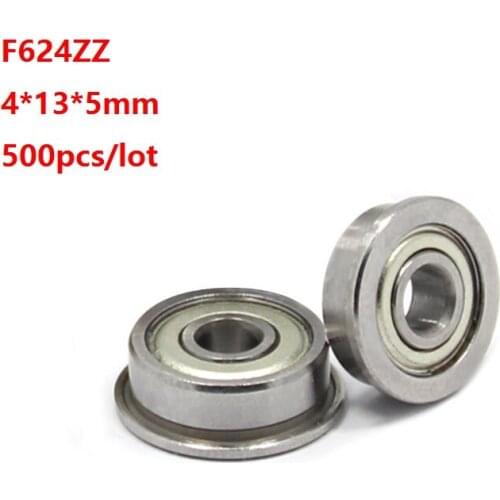 500pcs/lot F624ZZ F624Z F624 Z ZZ F624-ZZ 4x13x5mm Double metal cover flange deep groove Ball Bearing Miniature mini 4*13*5mm