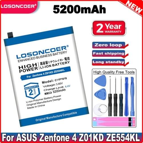 LOSONCOER C11P1618 Battery For ASUS Zenfone 4 Z01KD ZE554KL ZenFone 5Q Lite ZC600KL X017DA Z01KDA Z01KS X017D Battery 4900mAh