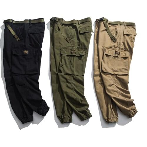Army Trousers Harajuku Clothes High Quality Cotton Military Joggers Men Streetwear Tactical Pants Fashion with Belt Cargo Pants