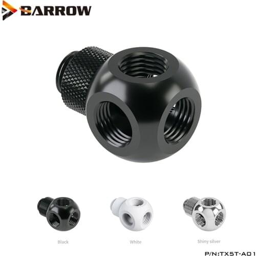 Barrow G1/4 "X4 360 Rotary 4 Way Cubic Spliter Connector Computer Building Cooler Fittings, White Black Silver ,TX4T-A01