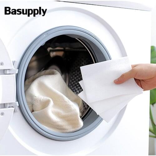 Basupply 24Pcs/bag Washing Clothes Anti-Dyeing Cloth Use Mixed Dyeing Proof Color Absorbing Sheet Laundry Papers Color Grabber
