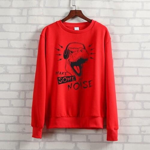 BLINGPAW Tyrannosaurus Make Some Noise Letter Printed Women Crewneck Sweatshirt Heavy Blend Crew Neck Long Sleeve Plus Size