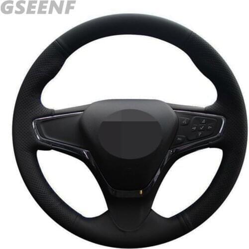 Car Steering Wheel Cover For Chevrolet Malibu XL 2016-2017 Equinox 2017-2018 Buick Velite 5 Black Hand-stitched Artificial Leath