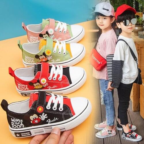 Disney Summer New Cartoon Mickey Mouse Canvas Boys Kids Shoes For Girls Casual Student Casual Shoes Children Sneakers size 22-37