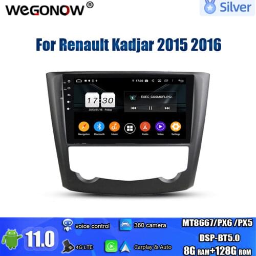 DSP PX6 IPS Android 10.0 4GB RAM 8core 64G Car DVD Player GPS Map RDS Radio wifi BT 5.0 DVR Camera For Renault Kadjar 2015 2016