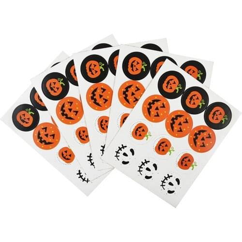 120pcs 3cm Halloween Pumpkin Ghost Handmade Packaging Sealing Label Sticker DIY Halloween Gift Stickers Halloween Decoration