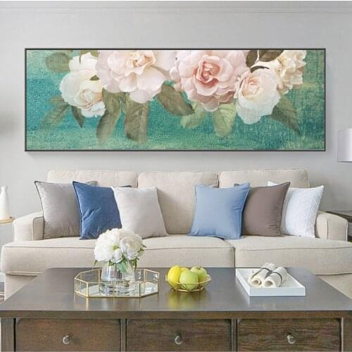 Abstract Flowers Oil Painting Posters and Prints Wall Art Canvas Painting Pink Rose Pictures for Living Room Home Decor No Frame